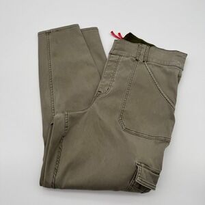 Spanx Stretch Twill Ankle Cargo Pants Olive Green 2X Tall High Rise Utility Slim